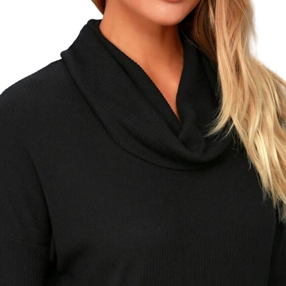 Lulus Friend Of A Friend Black Cowl Neck Sweater Size L - Picture 6 of 9